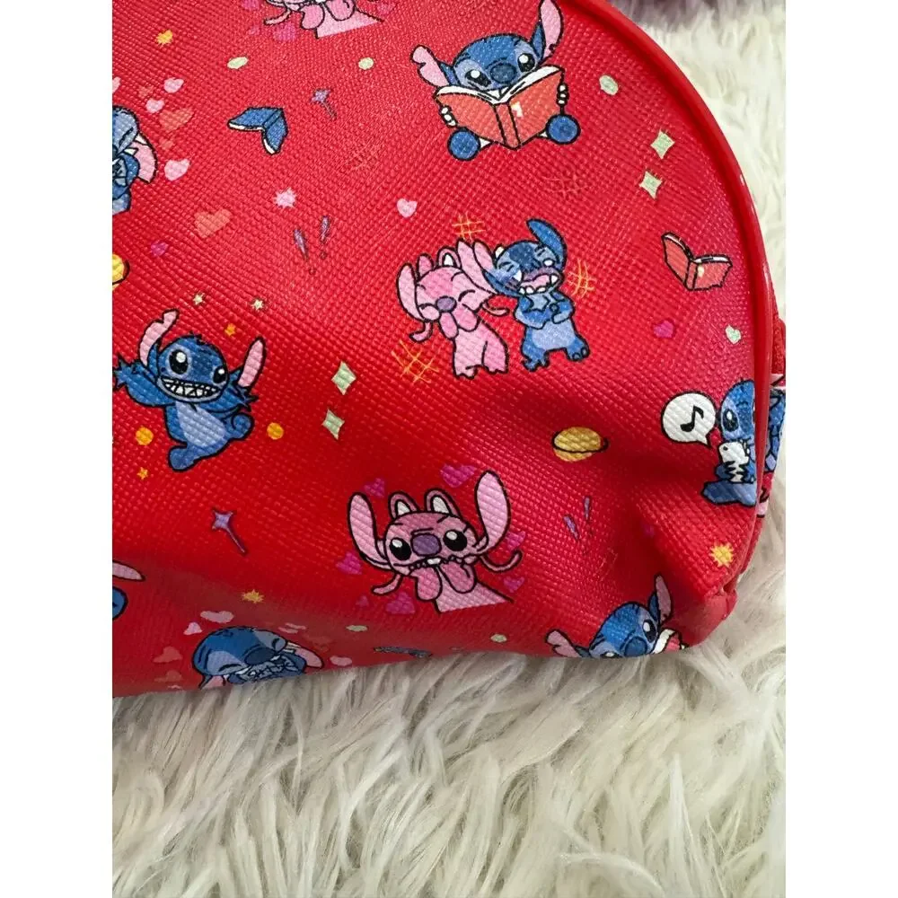 Stitch and Angel  make up bag pencil case zipper red cute